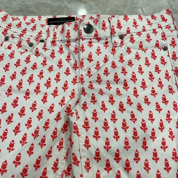 J CREW Cropped Matchstick Jeans Pink and White Thistle Print Size‎ 25 - Picture 4 of 9